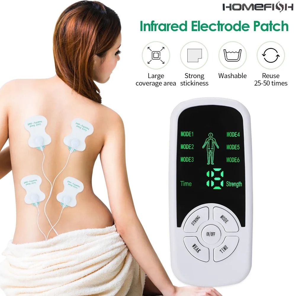 Portable TENS EMS Pulse Massage Unit with 6 Modes and Adjustable Intensity for Muscle Relief
