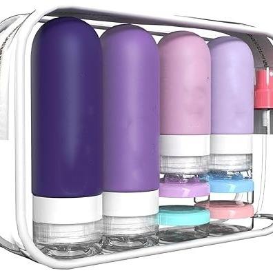 Portable Silicone Leak Proof Travel Bottles, Refillable Shampoo, Shower Toiletry Containers, Cosmetic Empty