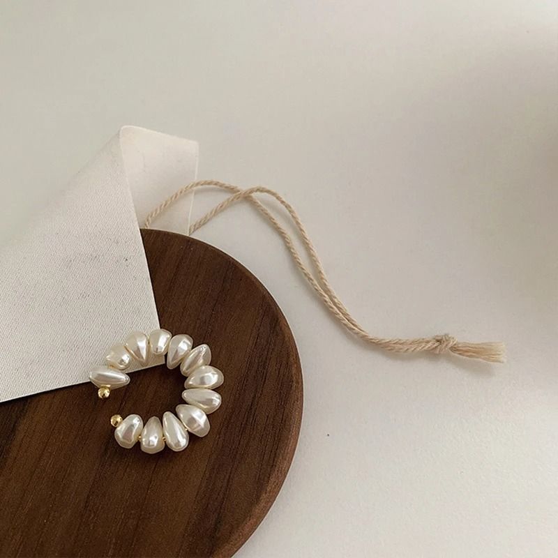 Irregular Pearl Ear Clip & Fake Piercing Cuff