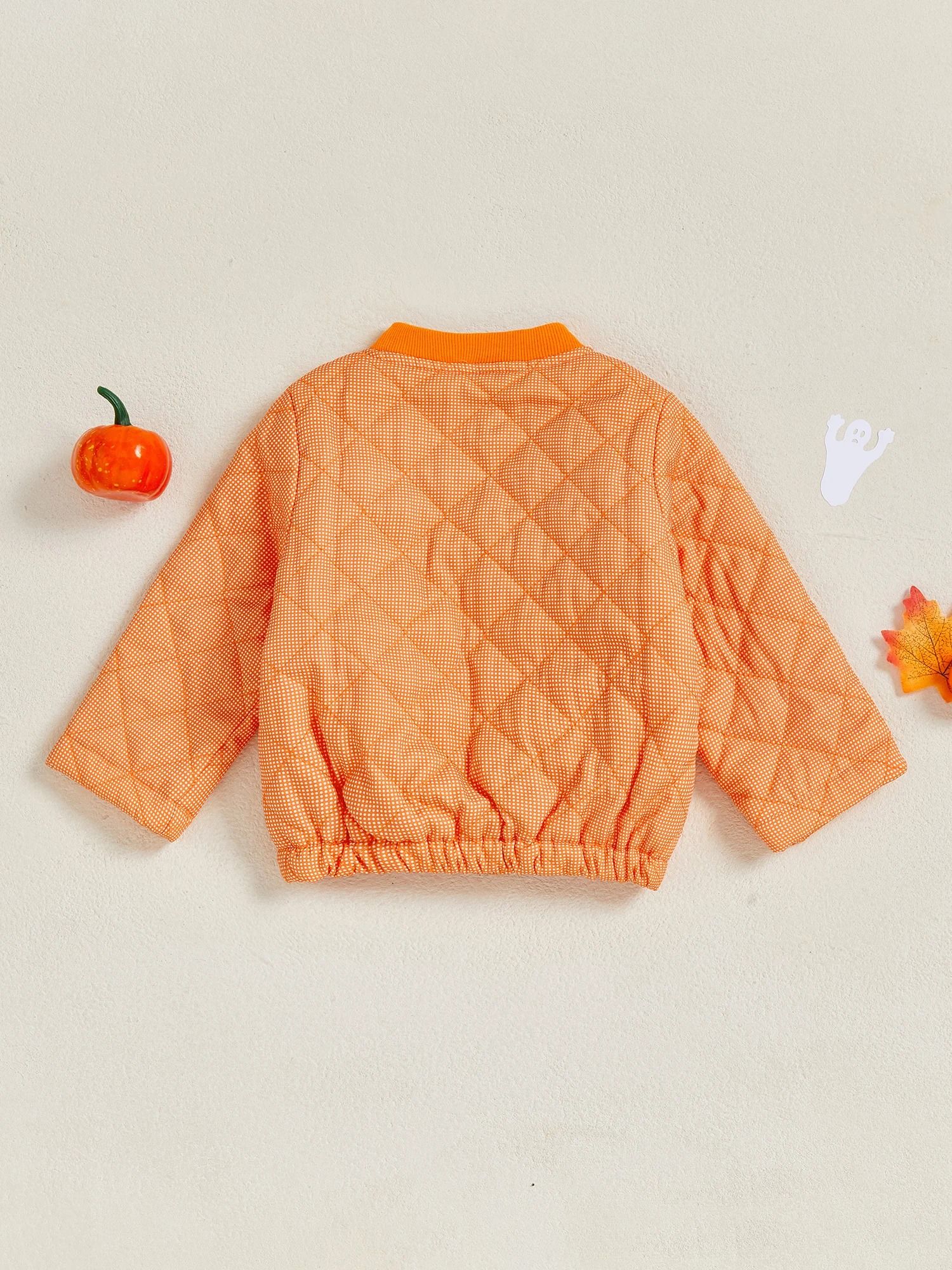 Infant Halloween Quilted Jacket - Pumpkin & Ghost Print Toddler Outerwear