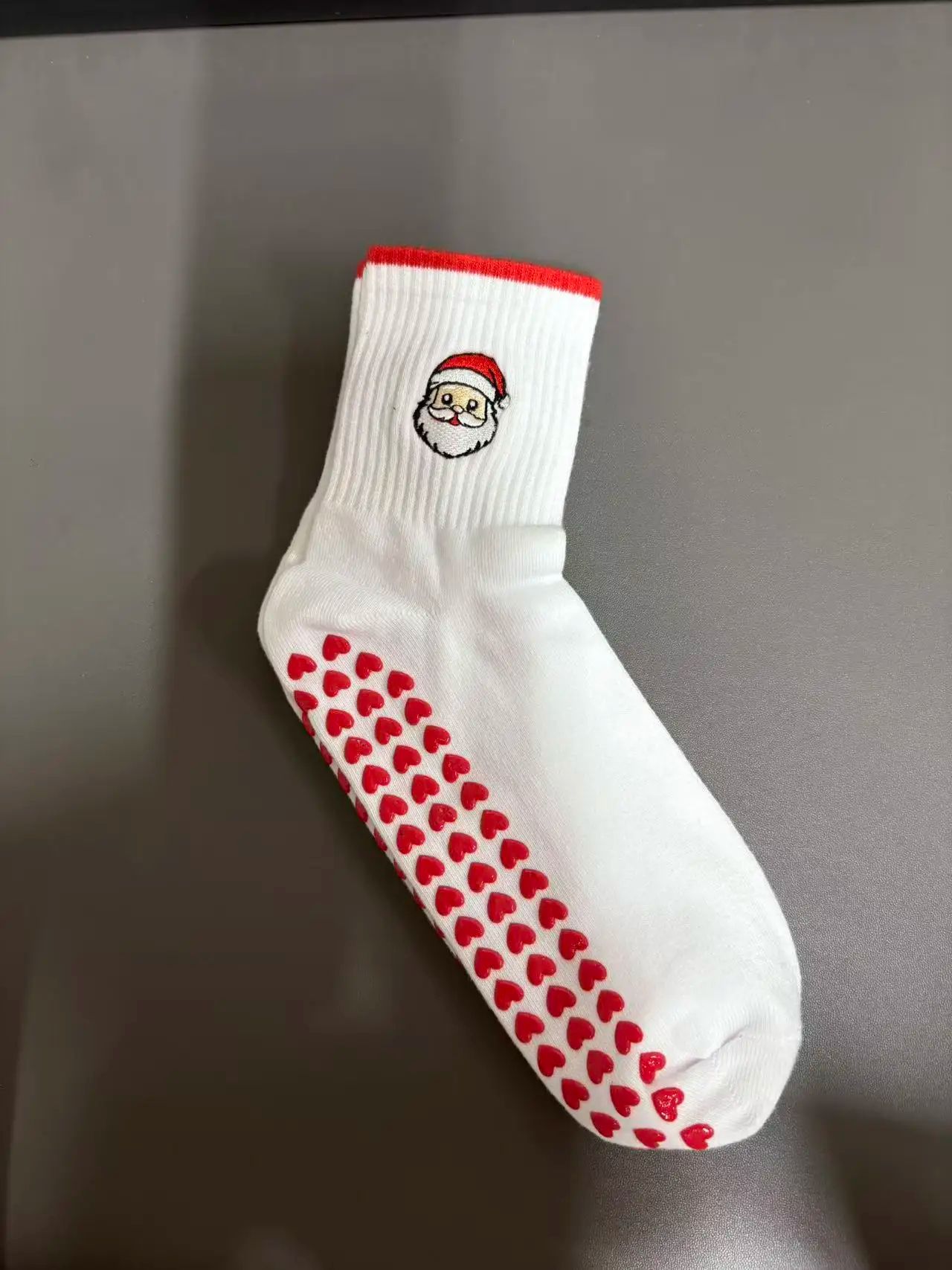 Womens Knitted Embroidered Non-Slip Yoga Socks EU 36–43 – Silicone Grip Pilates & Fitness Mid-Calf Socks