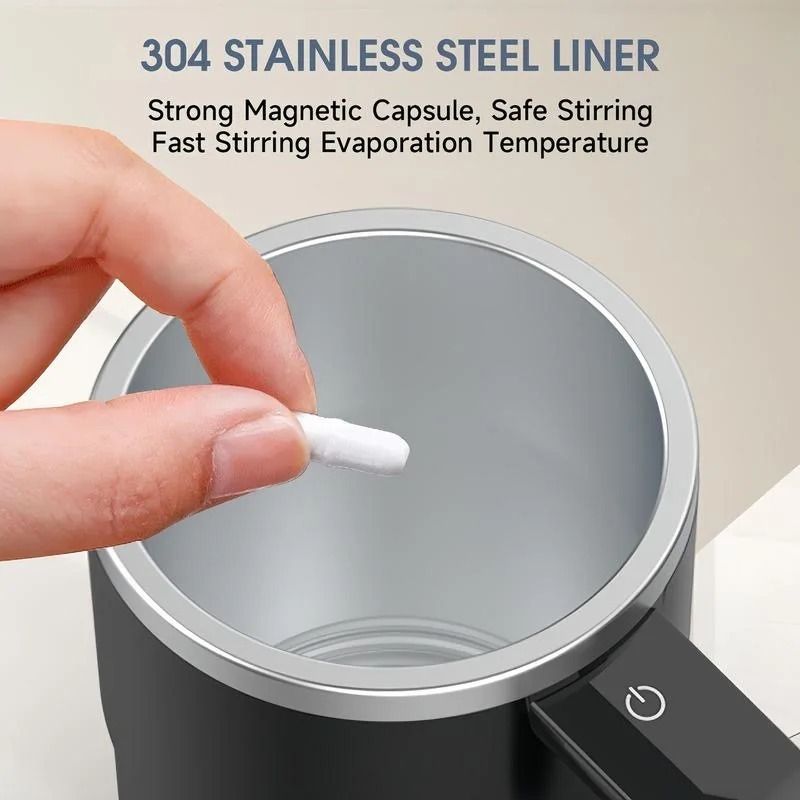 USB Rechargeable Self Mixing Coffee Mug with Magnetic Stirring and Spill Resistant Lid