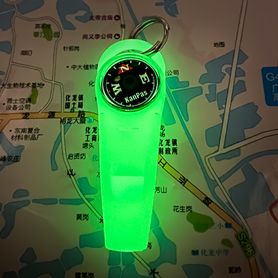 Mini Whistle Compass with Stainless Steel Buckle  Luminous Diving Compass with Survival Whistle