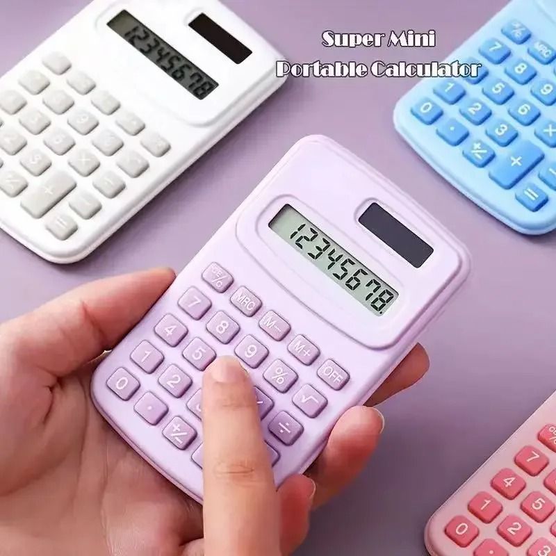 Small Solar Portable Calculator Cute 8 Digits LCD Electronic Primary School Teaching Supplies