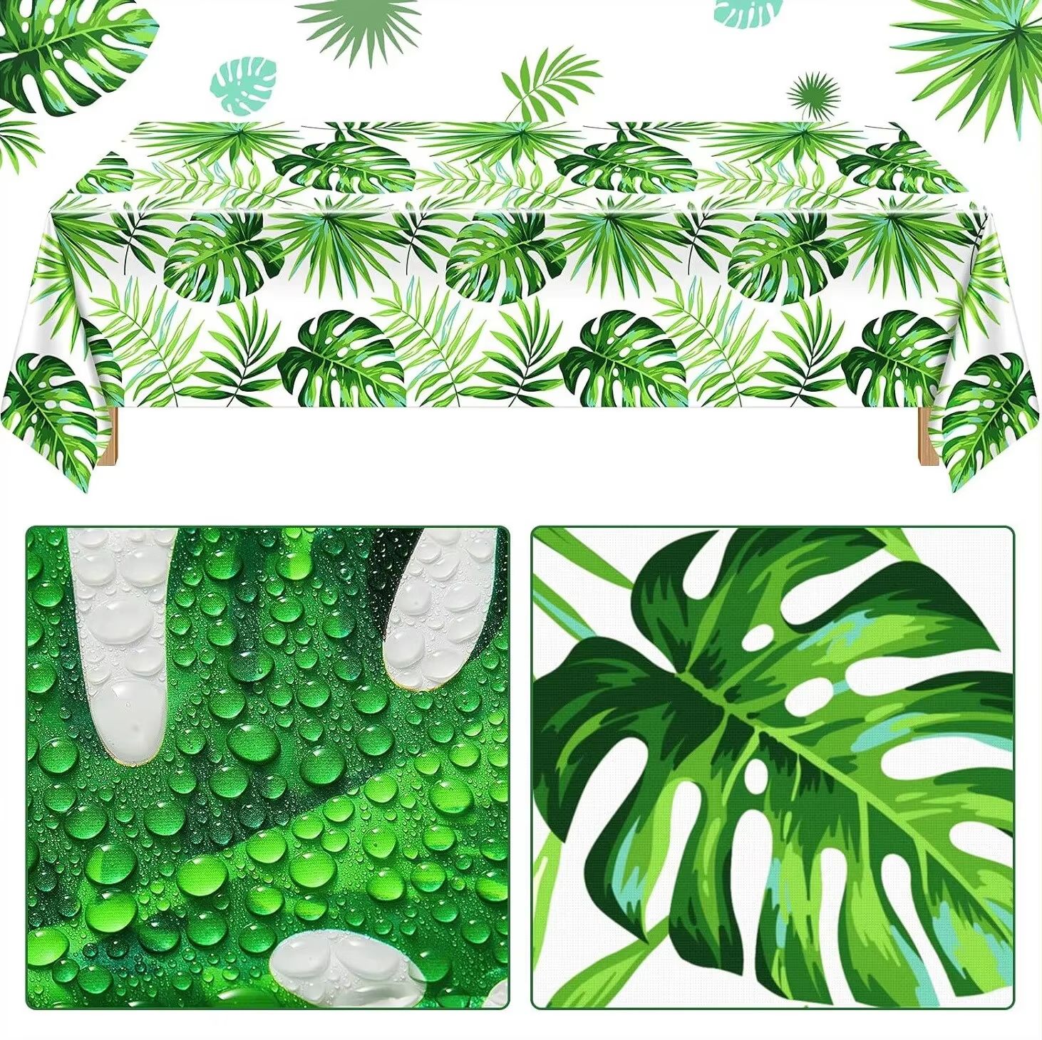 Jungle Palm Leaf Waterproof Birthday Party Table Cloth