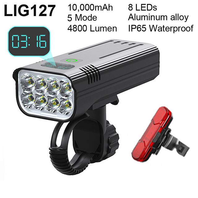4800 Lumen USB Rechargeable Bicycle Light with 10000mAh Battery and Rainproof Design