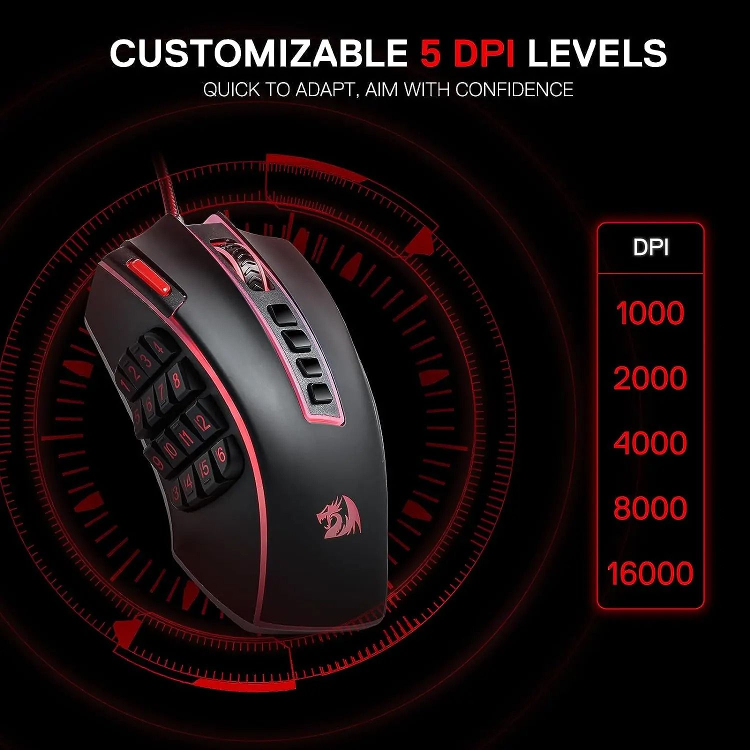 23-Button High-Precision MMO Gaming Mouse