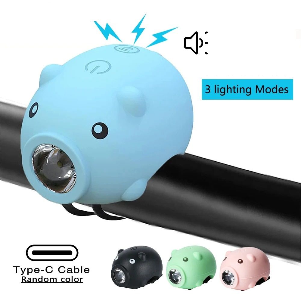 Rechargeable Cute Pig Bicycle Front Light Cartoon Bike Headlight