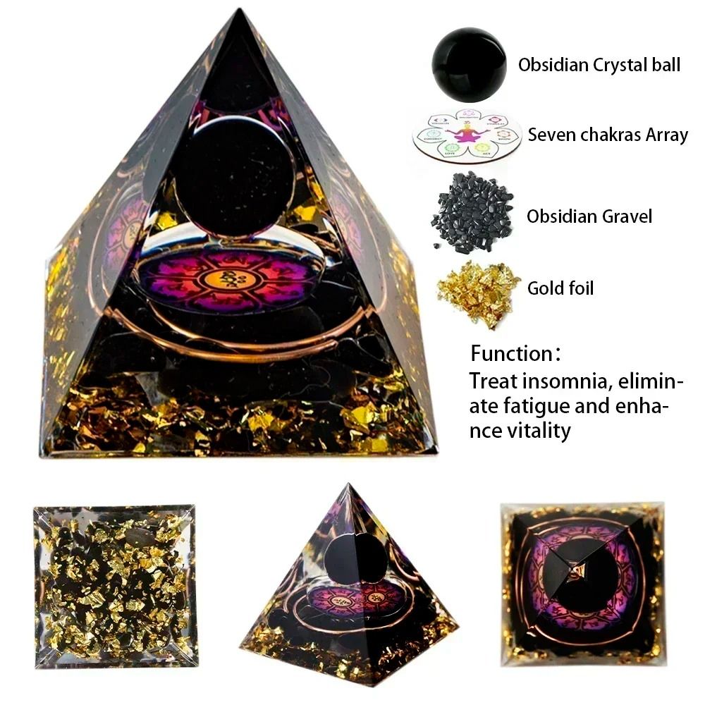 Natural Crystal Energy Pyramid Peridot Amethyst
