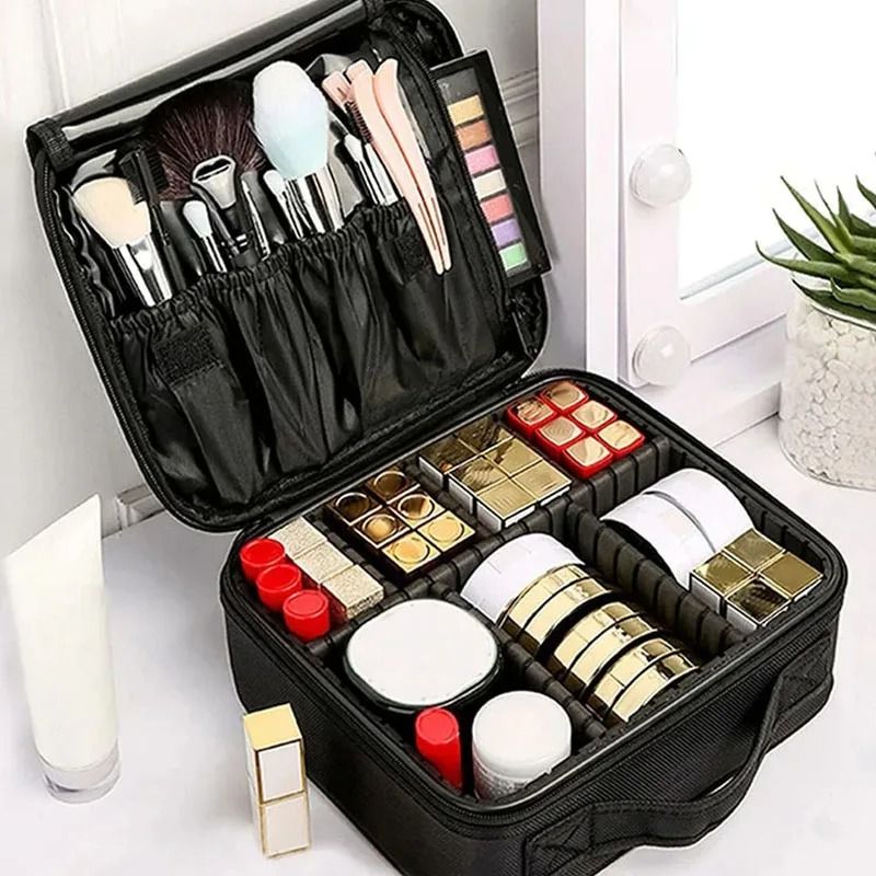 Waterproof Travel Makeup Bag Professional Cosmetic Case with Brush Organizer