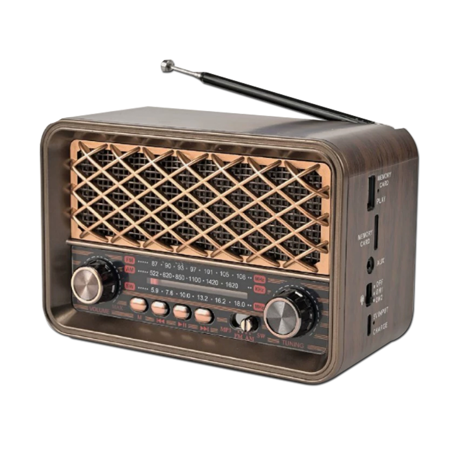 Retro Bluetooth Radio with AM FM and Flashlight Rechargeable Vintage Portable Speaker