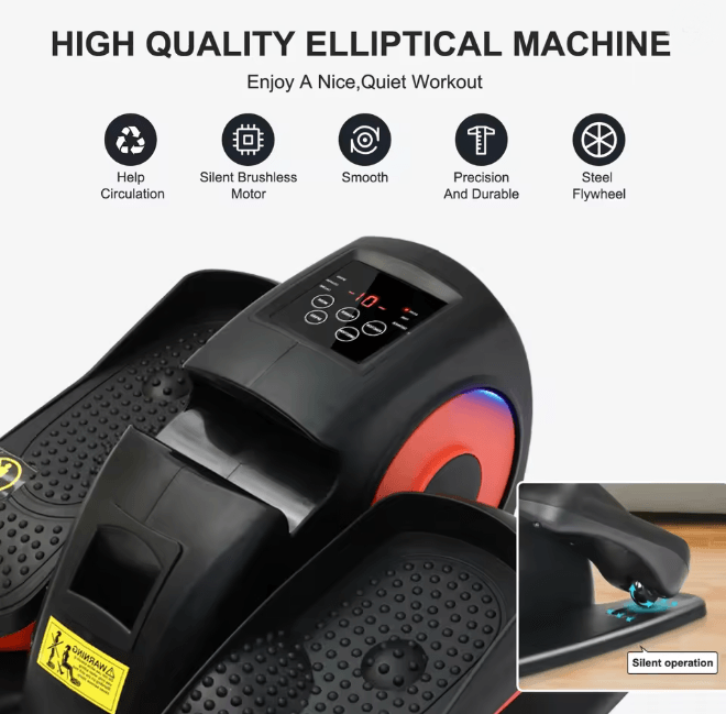 Under Desk Elliptical Exerciser with Remote Control Quiet Pedal Trainer