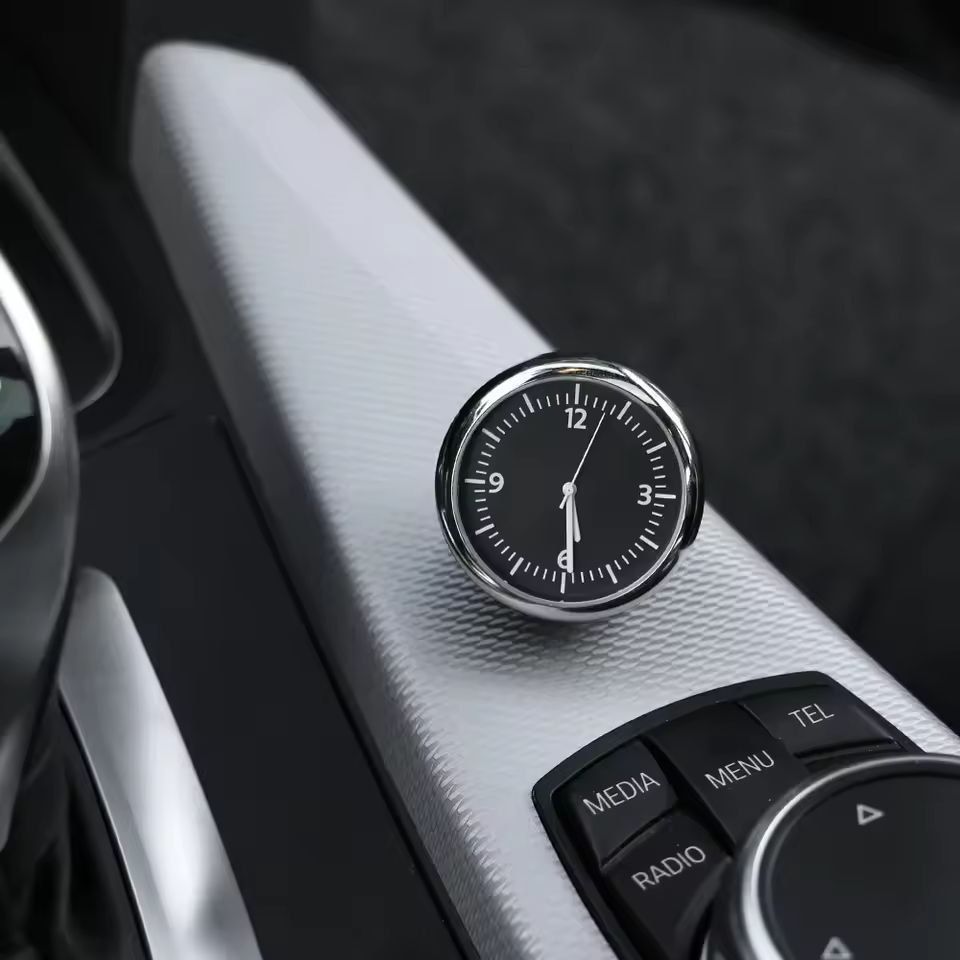 Compact Air-Vent Car Clock & Thermometer - Mini Quartz Clock and Hygrometer Gauge