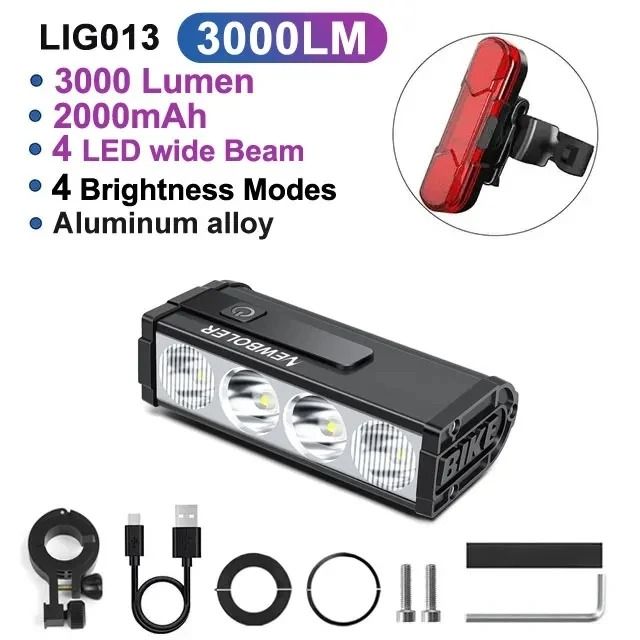 High Power Bicycle Front Light 10000 Lumen USB Rechargeable Waterproof Cycling Lamp