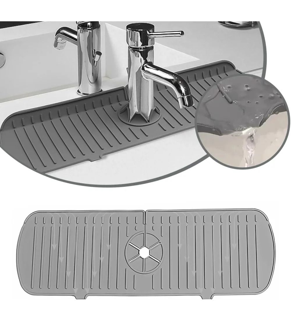 Kitchen Silicone Faucet Mat – Water Ripple Sink Splash Pad & Bathroom Countertop Protector