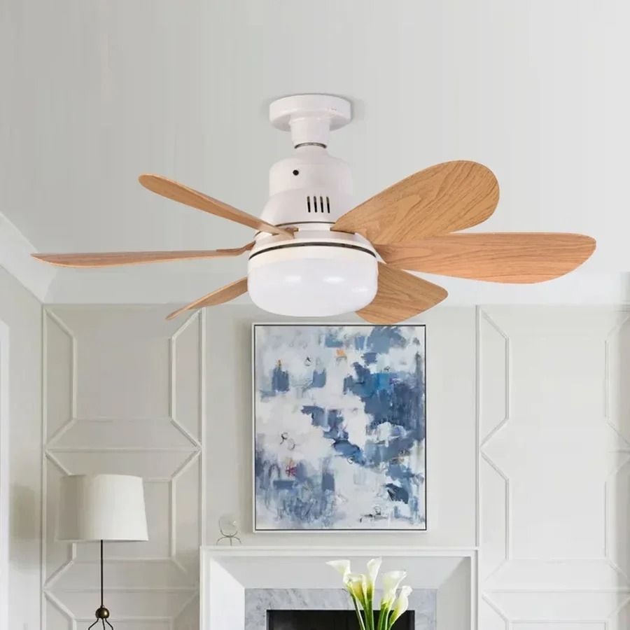 Socket Wood Grain Ceiling Fan Light
