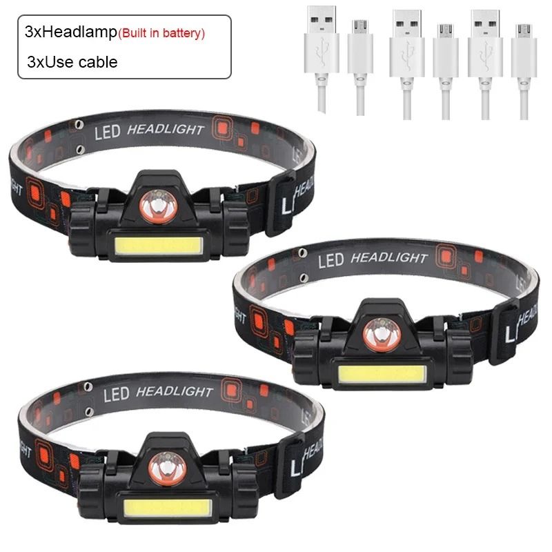 Rechargeable LED Headlamp with Dual Light Sources and Magnetic Base