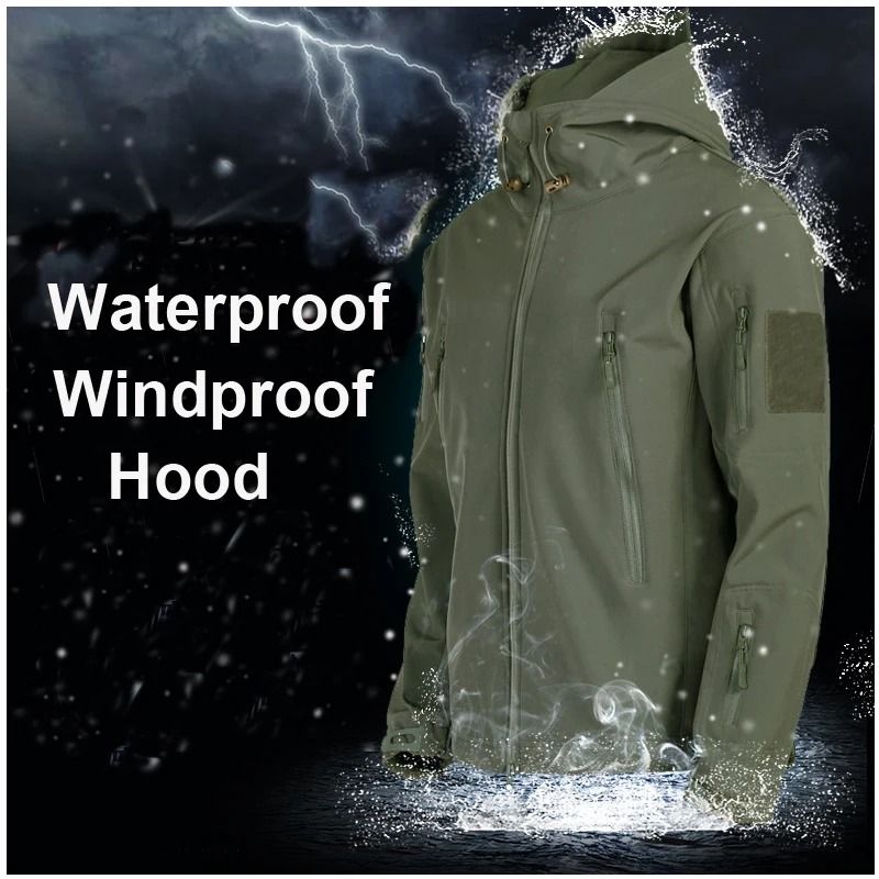 Mens Waterproof SoftShell Fleece Jacket and Pants for Hiking Camping Skiing