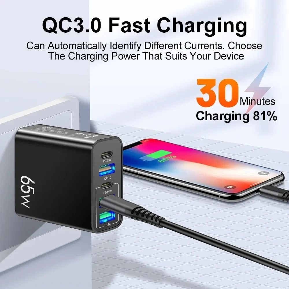 Dual-Pack 65W 5-Port High-Fidelity USB-C Fast Charging Power Hub