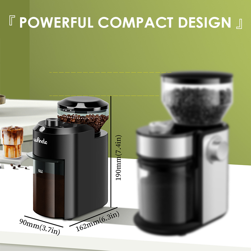 Electric Burr Coffee Grinder Adjustable Burr Mill with Precise Grind Settings and US Charger