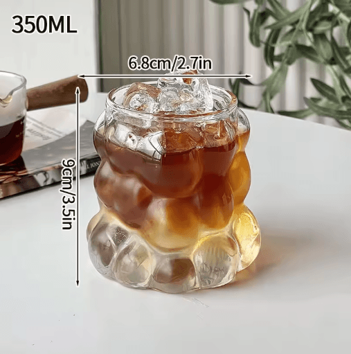 INS Style 3D Rose Glass Cup Heat Resistant Transparent Coffee and Juice Tumbler