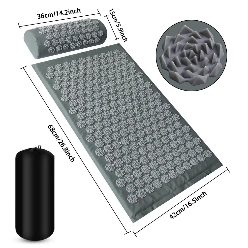 Acupressure Lotus Spike Massage Mat and Cushion Set for Neck Back Foot Relaxation and Yoga Recovery