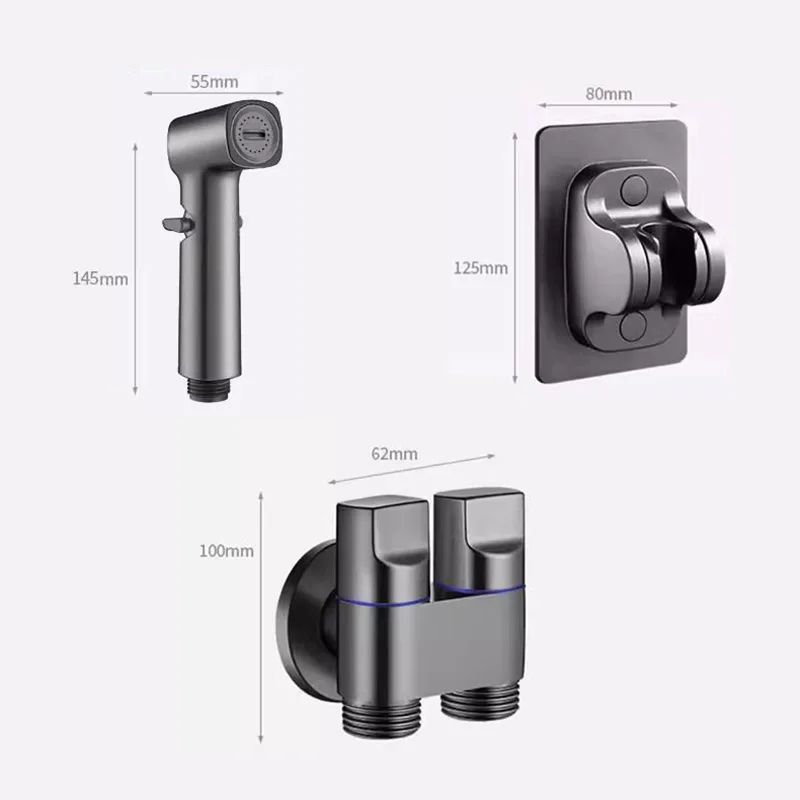 High-Pressure Toilet Spray Gun Kit with 1-in-2-Out Diverter Valve (Handheld Bidet Sprayer)