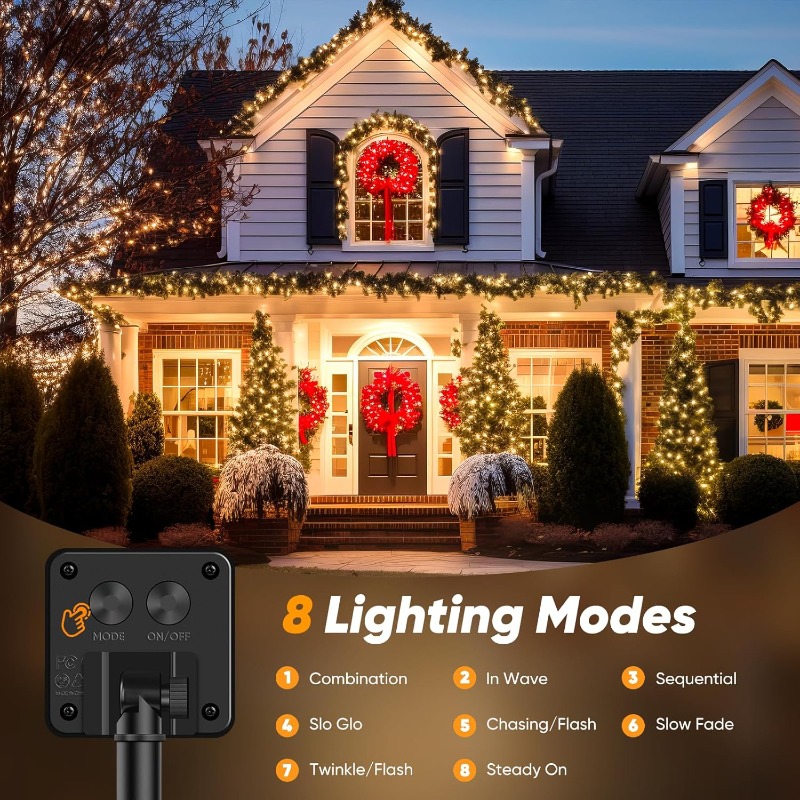 LED Solar Fairy Lights for Gardens, Solar String Lights, Lighting Modes, Christmas Party Decorations