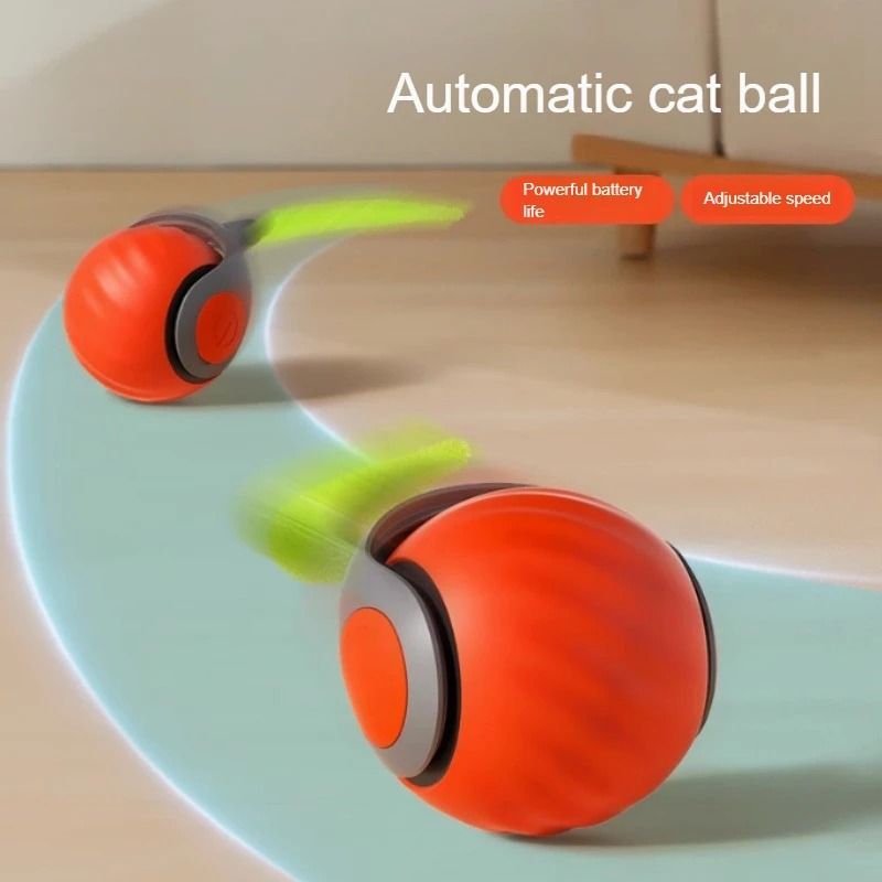 USB Rechargeable Interactive Cat Toy Ball Automatic Smart Cat Toy Rolling Ball with Tail