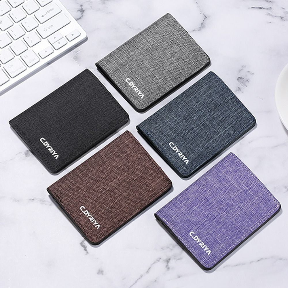 Women Men Short Wallet, Portable Canvas Zippered Coin Purse, Multi-Purpose Business Card Holder