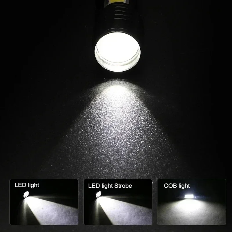 Mini Portable Zoomable Flashlight, USB Rechargeable Small Torch for Outdoor Camping, Fishing & Emergency Use