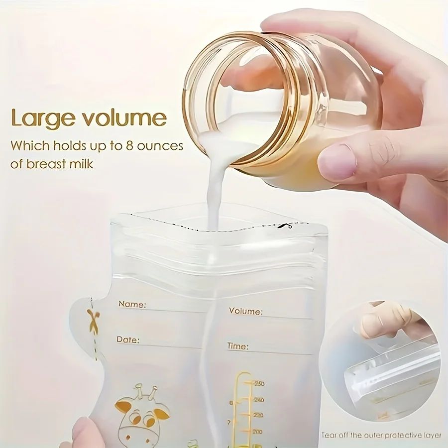 Breast Milk Storage Bags with Double-Seal & Easy Pour Spout - 30/60/100 Pack (8 oz/250 ml)