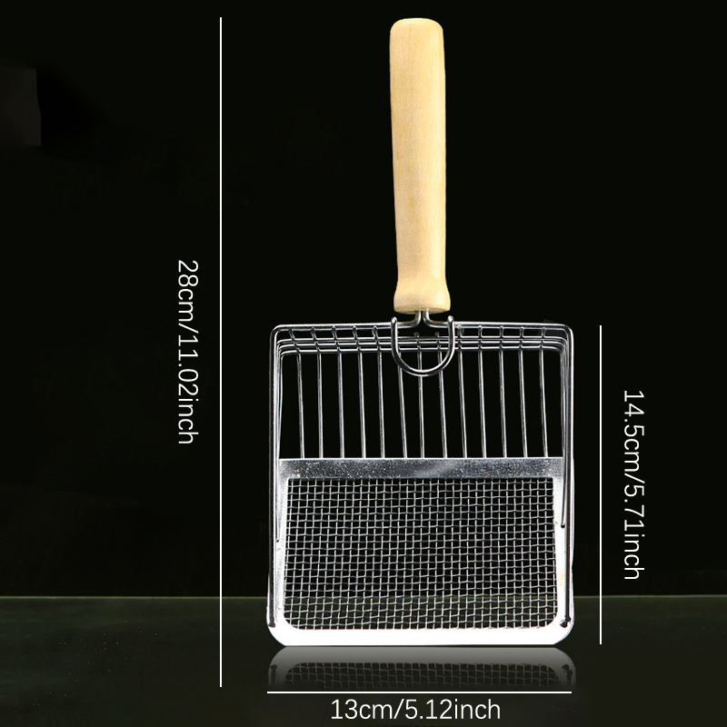 Stainless Steel Cat Litter Scoop with Wooden Handle Washable & Rust Resistant