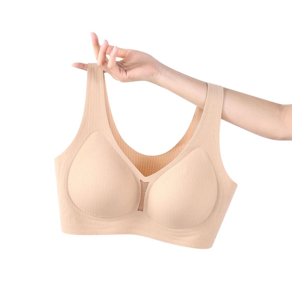 CAITING Nude Seamless Bra One Piece Gathered Wireless