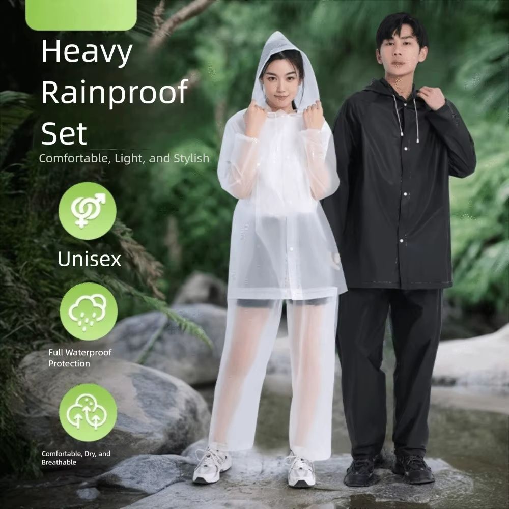 Adult rain suit set Split Waterproof Jacket and Pants for Electric Bicycle Riding, Full-Body Coverage with Reflective De