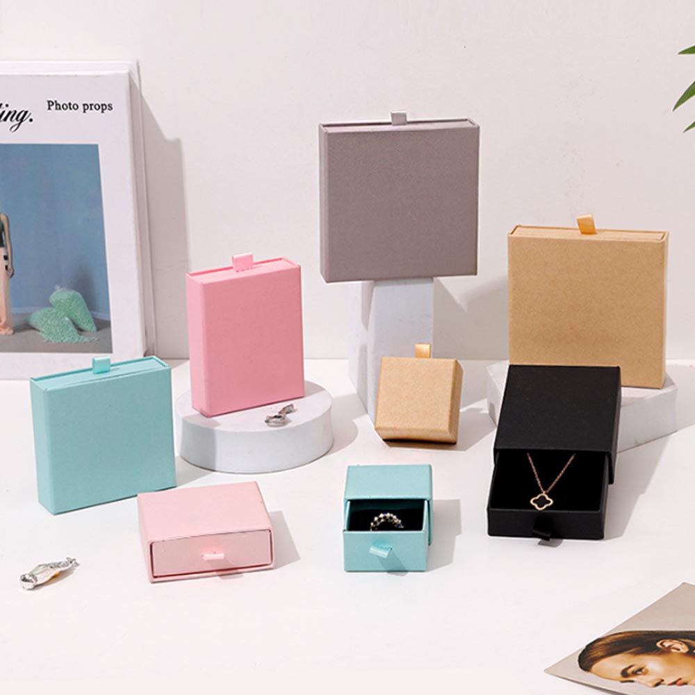 Paper Jewelry Gift Box For Necklace Ring Earrings Bracelet Stud Organizer Wedding Favors Jewellery Packaging Sack