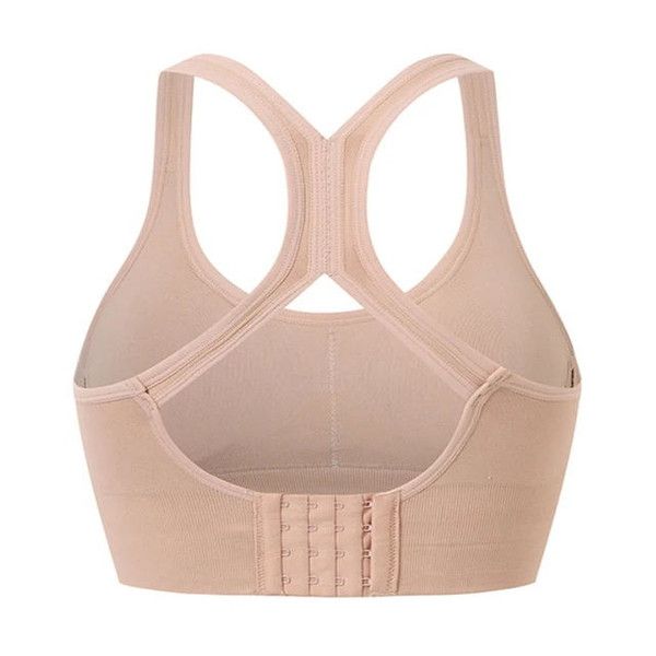 Back Closure Women Bras Sexy Lingerie Fitness Bra Seamless Bralette Gather Pad Shockproof Underwear Female Brassiere Tan