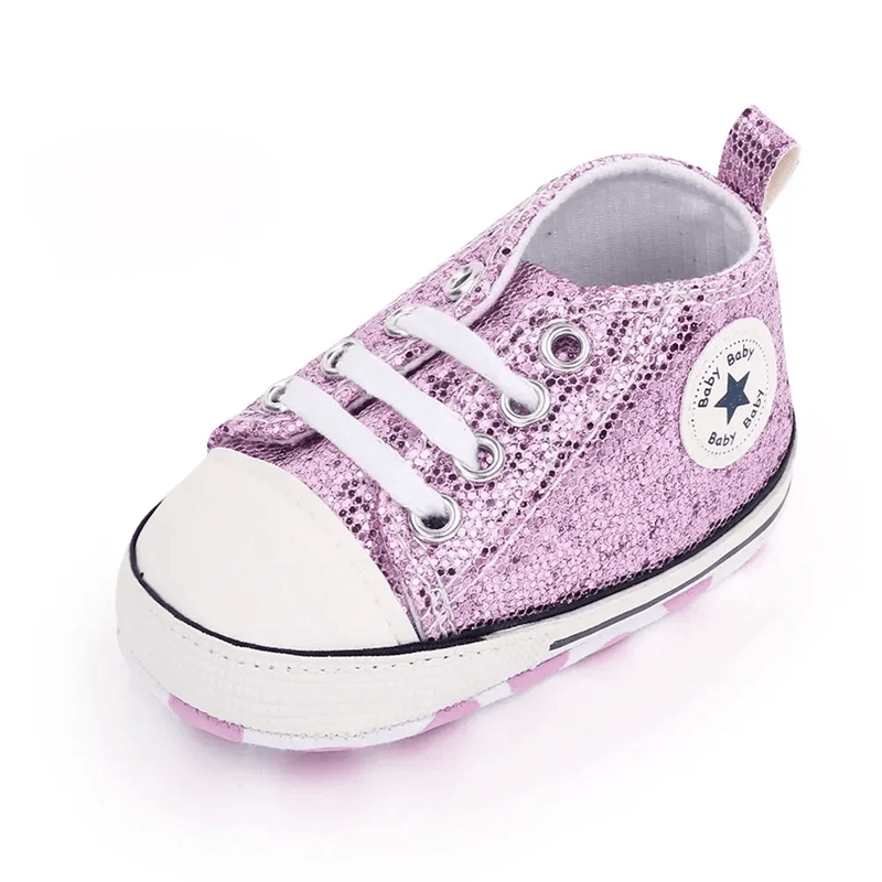 Baby Sequined Canvas Sneakers Soft Sole Non Slip Toddler Walking Shoes