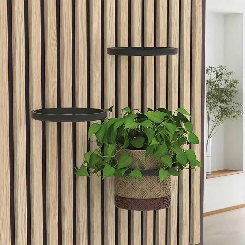 Acoustic Panel Plant Rings (Set of 2) | No-Drill Suspended Greenery Support for Studios & Offices