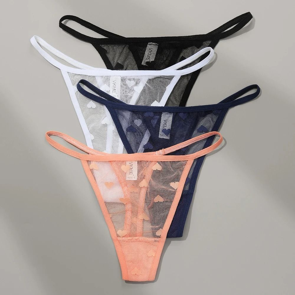 Sheer Lace Low Waist Thong Panties for Women