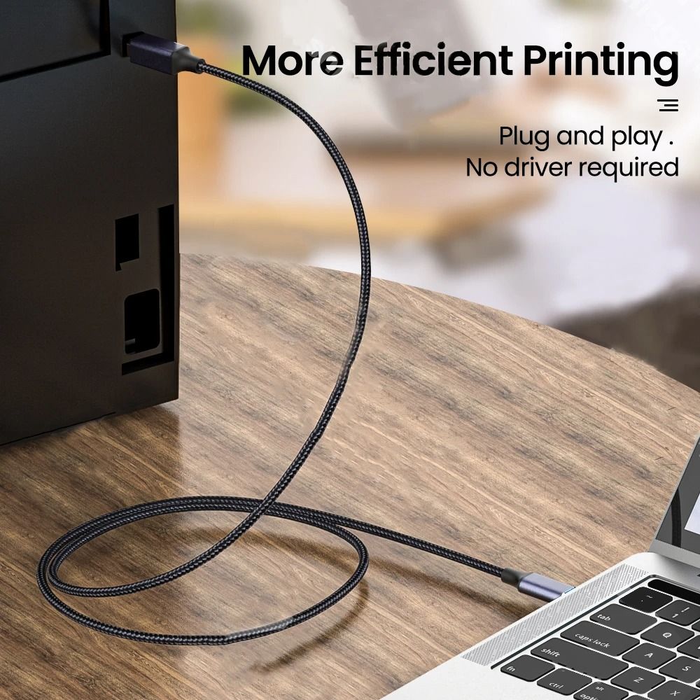 USB-C to USB-B 2.0 Braided Printer Cable – High-Speed Scanner Cord for HP, Canon, Epson, & MacBook