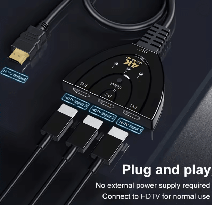 4K HDMI Switch 3 Port Hub