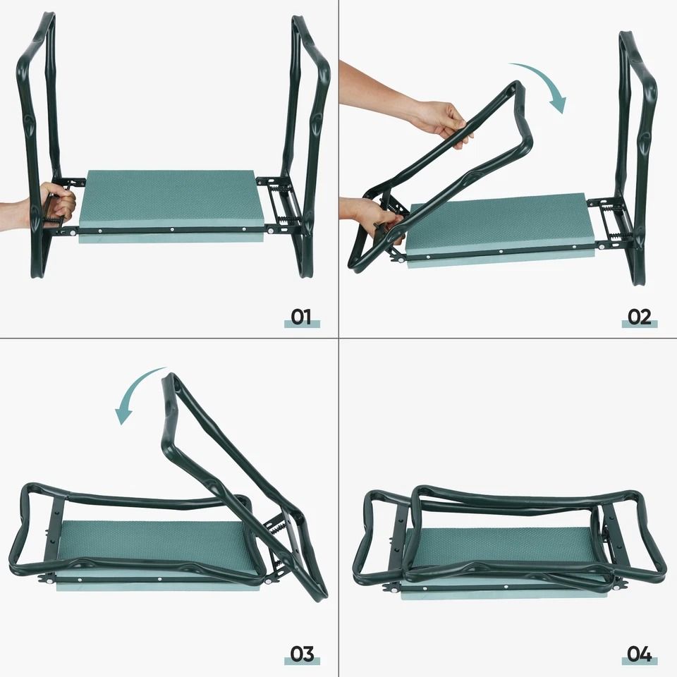 Foldable Garden Kneeler and Seat with EVA Cushion & Tool Pouch Heavy Duty Gardening Stool Bench