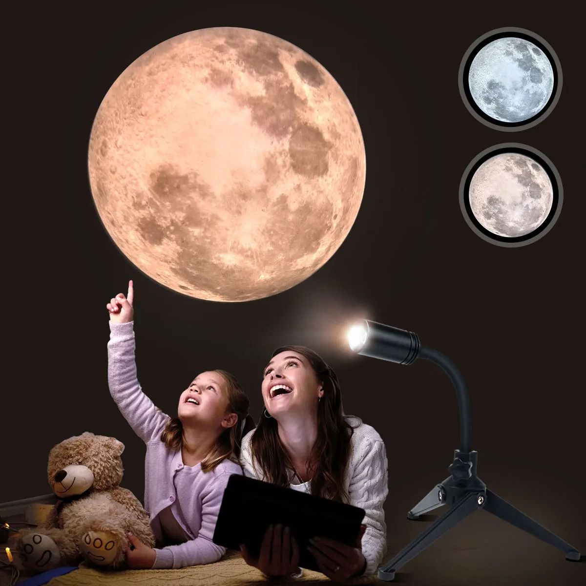 Non-Fade Moon Projector – USB Adjustable Night Light with 3 Lighting Colors