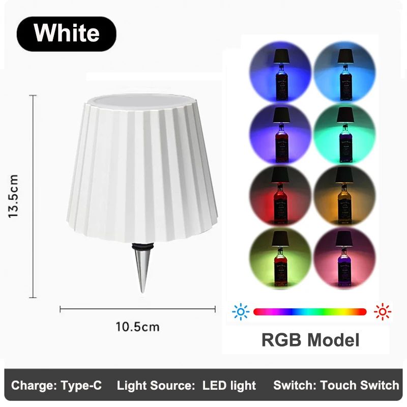 RGB Rechargeable LED Bottle Table Lamp – Touch Control Dimmable Wireless Wine Bottle Light