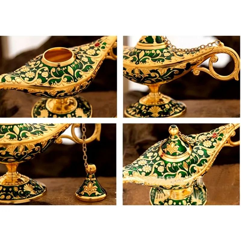 Vintage Aladdin Magic Lamp Genie Lamp Decor Metal Ornament