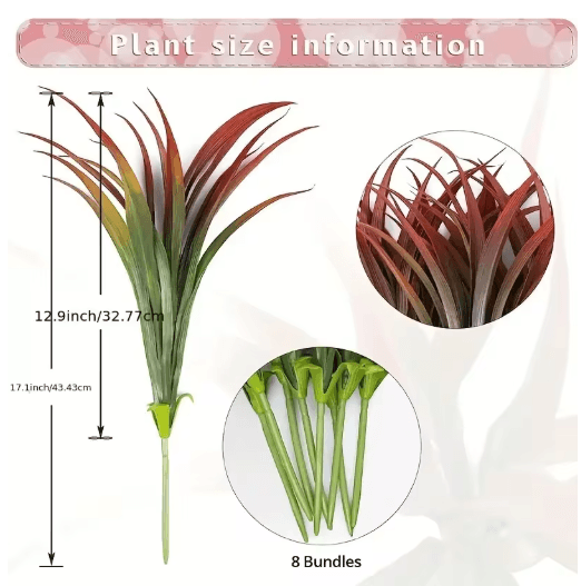 UV Resistant Artificial Plants Set – Outdoor Tropical Tall Grass & Shrubs Decor
