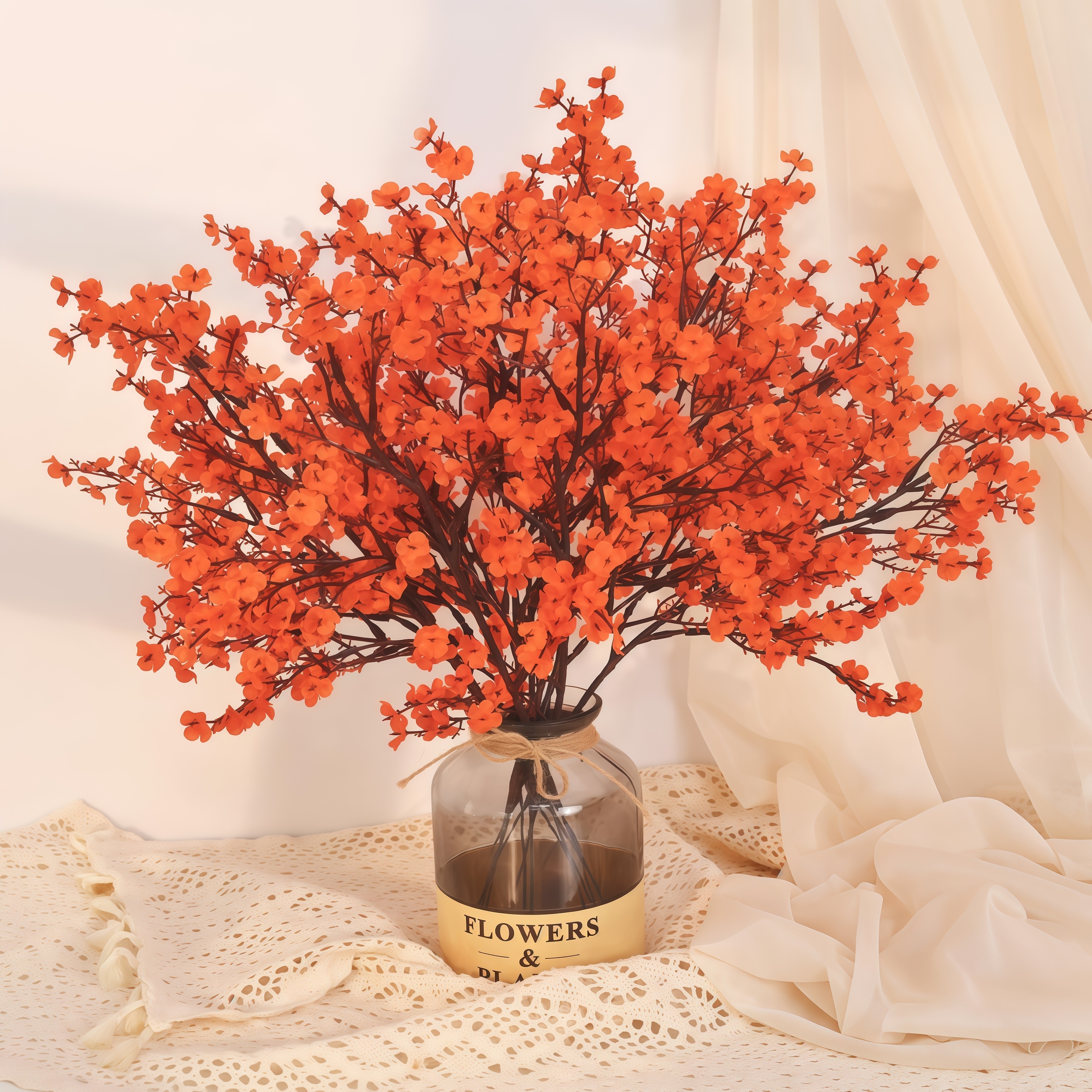 Autumn Halloween Decor, Thanksgiving Day Decorations, Baby Breathable Artificial Flowers and Silk Plants for Home Decor