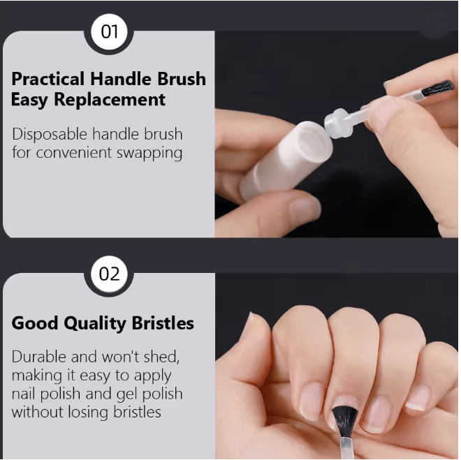 Disposable Nail Polish Brush Set 50 Piece Flat Brushes with Handle