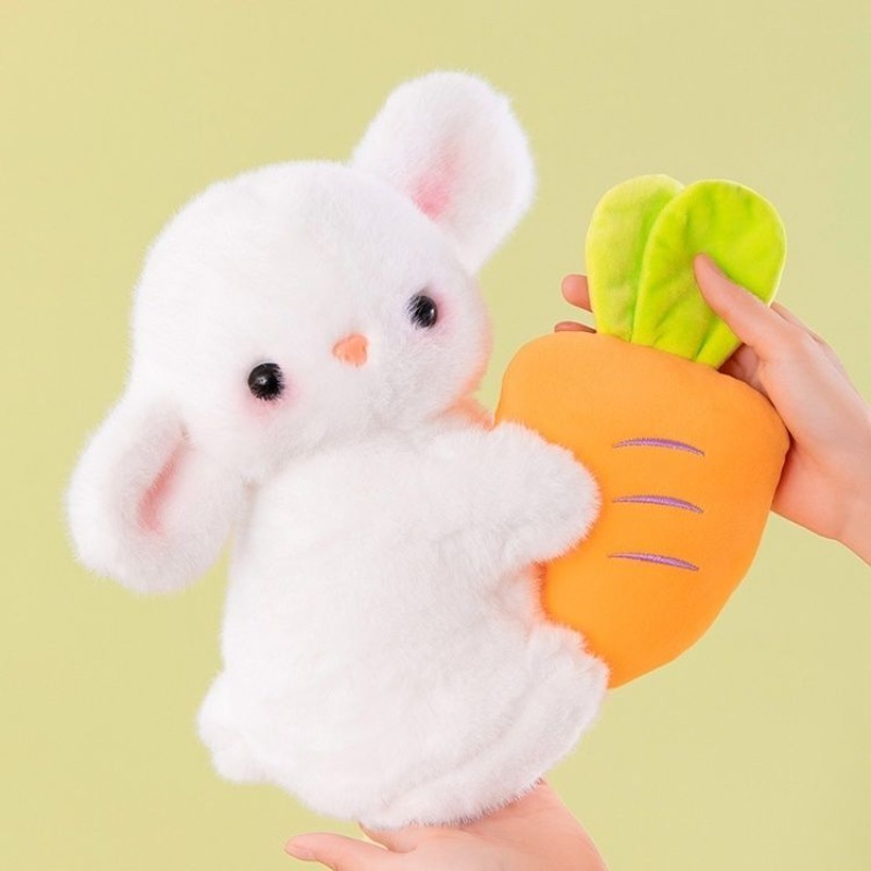 Cute Bunny Plush Toy with Carrot Fluffy Rabbit Sleeping Doll for Kids Room Decor & Gift
